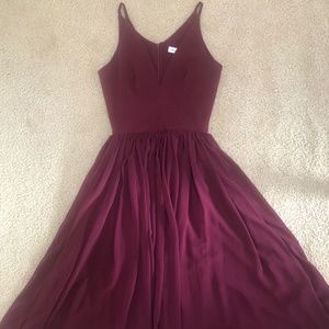 Deep Plum fit and flair midi chiffon dress, size small